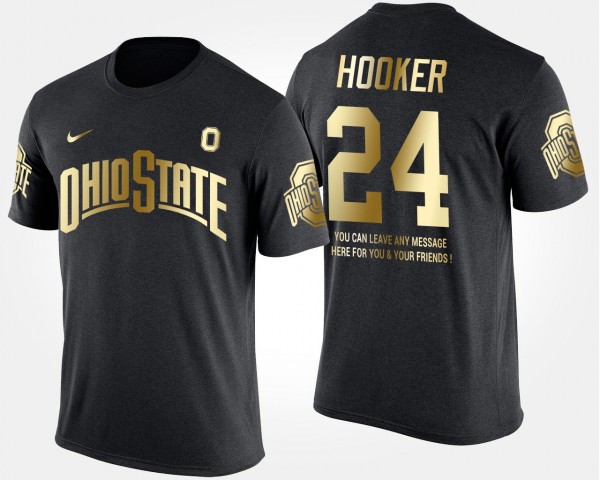 Ohio State Buckeyes Malik Hooker Men's #24 Limited Gold With Message Short Sleeve Black College Football T-Shirt 2404ZMYD6